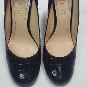 Franco Sarto croc embossed patent wedges sz8.5 blk